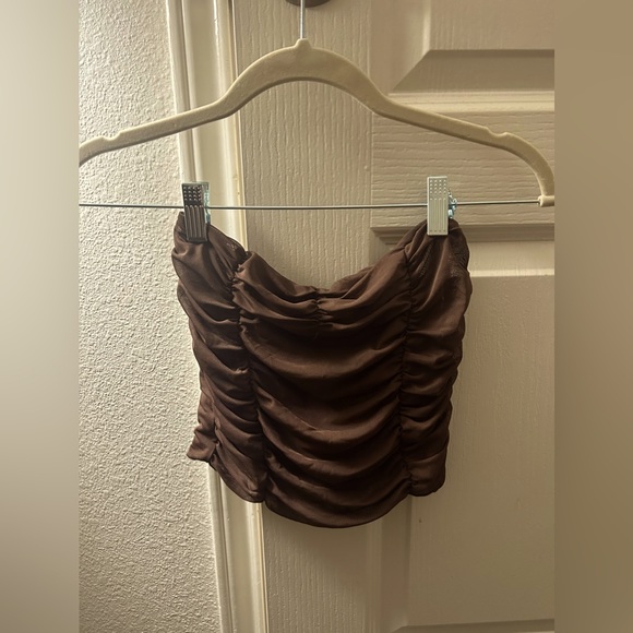 Zara ruffled brown tube top - Picture 1 of 1
